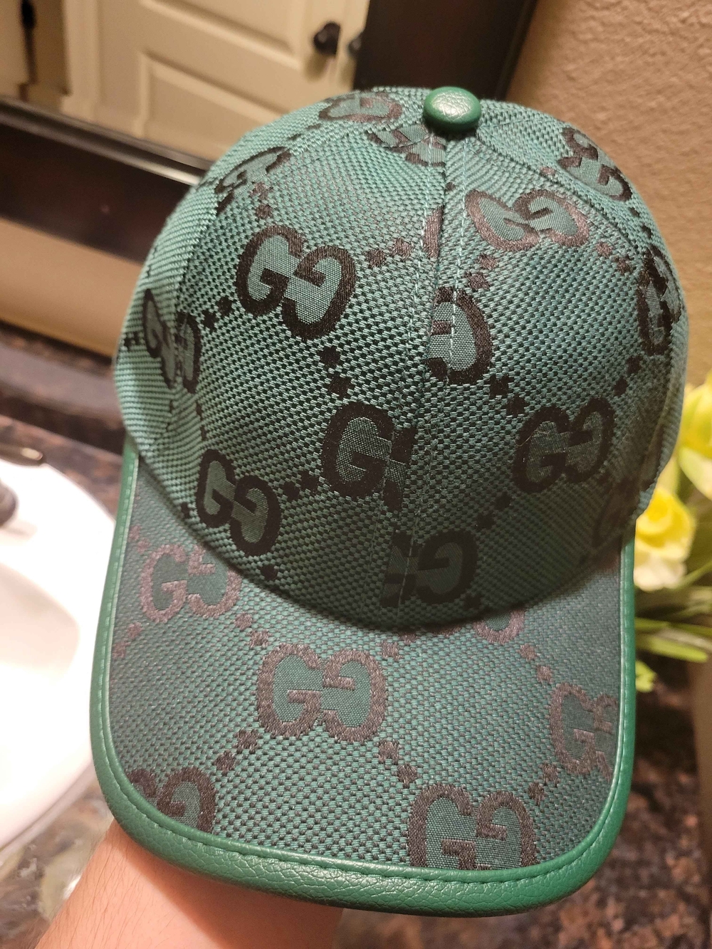 Gucci Green Jumbo Monogram Baseball Cap - Picture 10 of 11
